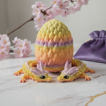 Crystal Baby Dragons With Egg - Articulated Flexi - Sunlit Pedal