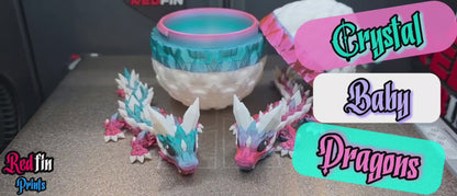 Crystal Baby Dragons – Articulated Flexi Collectible – Dual Pink - Blue with White