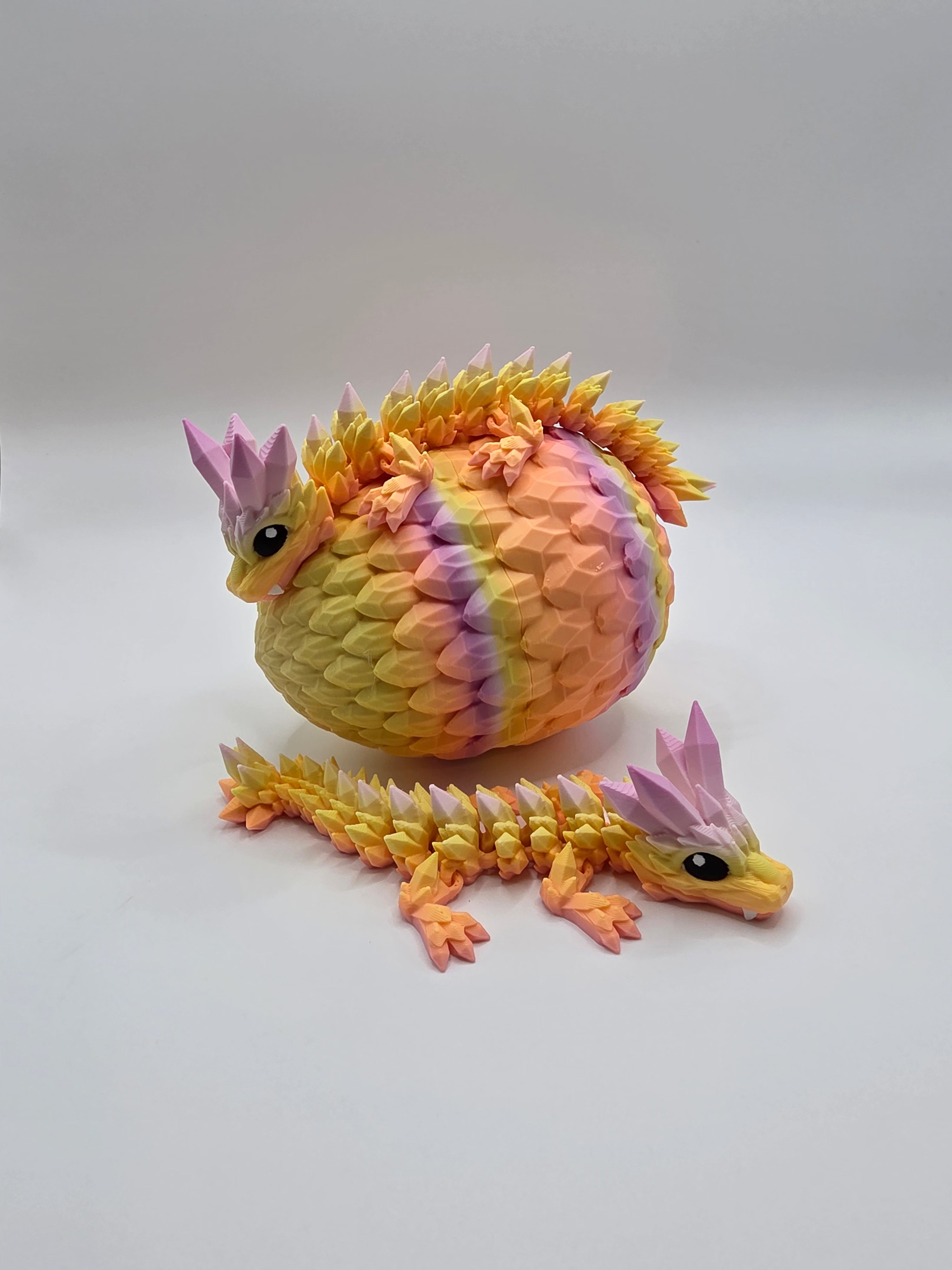 Crystal Baby Dragons With Egg - Articulated Flexi - Sunlit Pedal