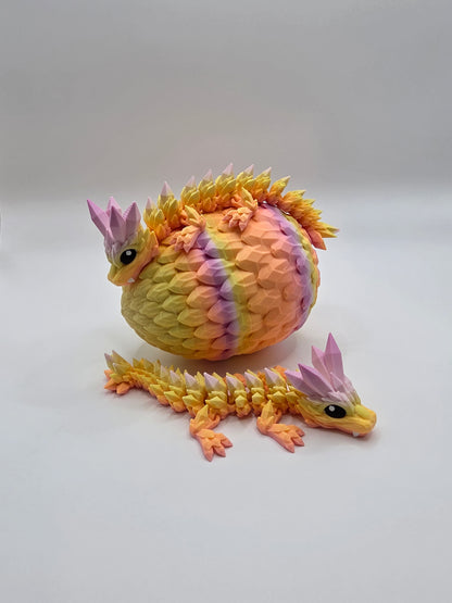 Crystal Baby Dragons With Egg - Articulated Flexi - Sunlit Pedal