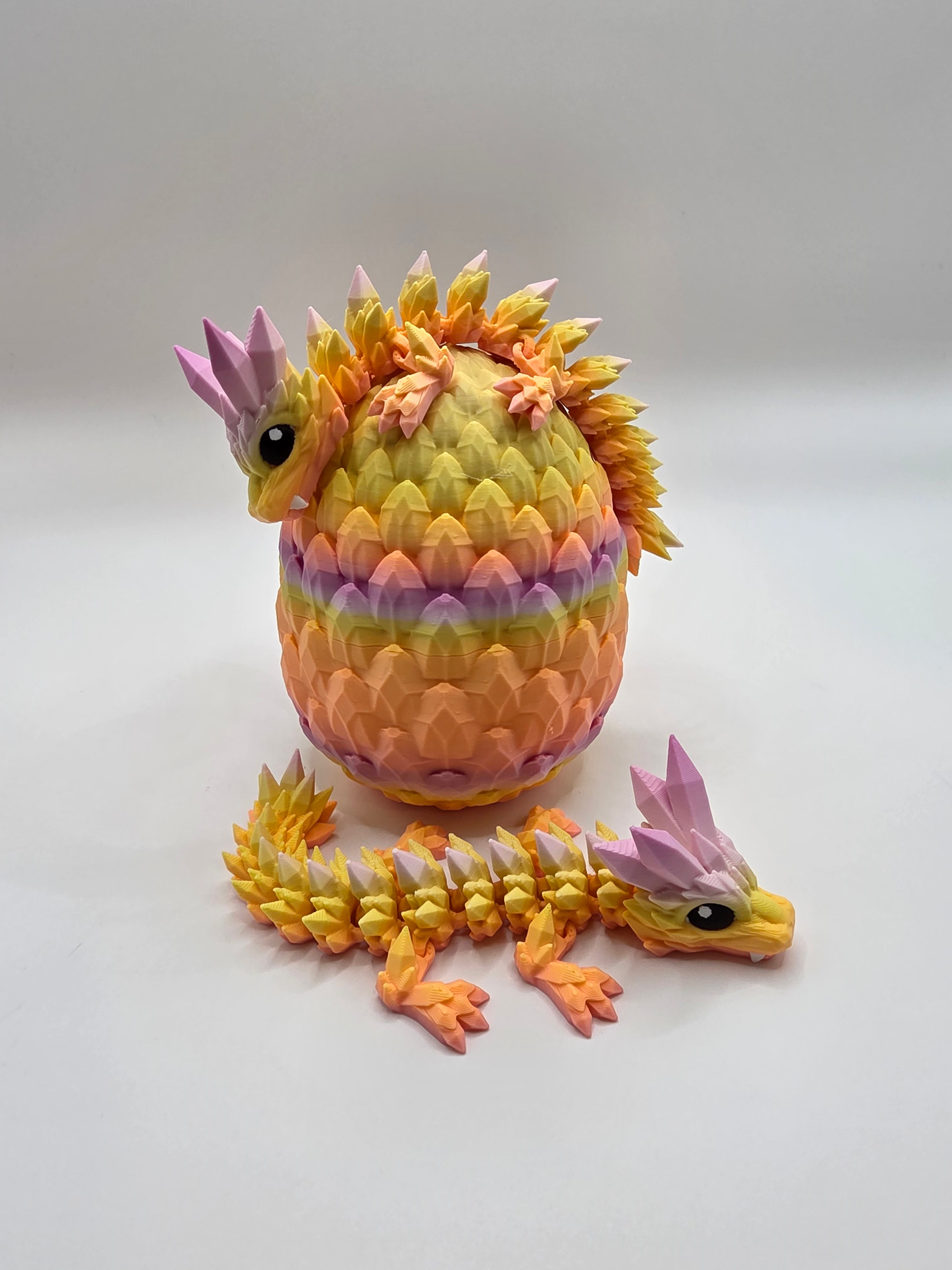 Crystal Baby Dragons With Egg - Articulated Flexi - Sunlit Pedal