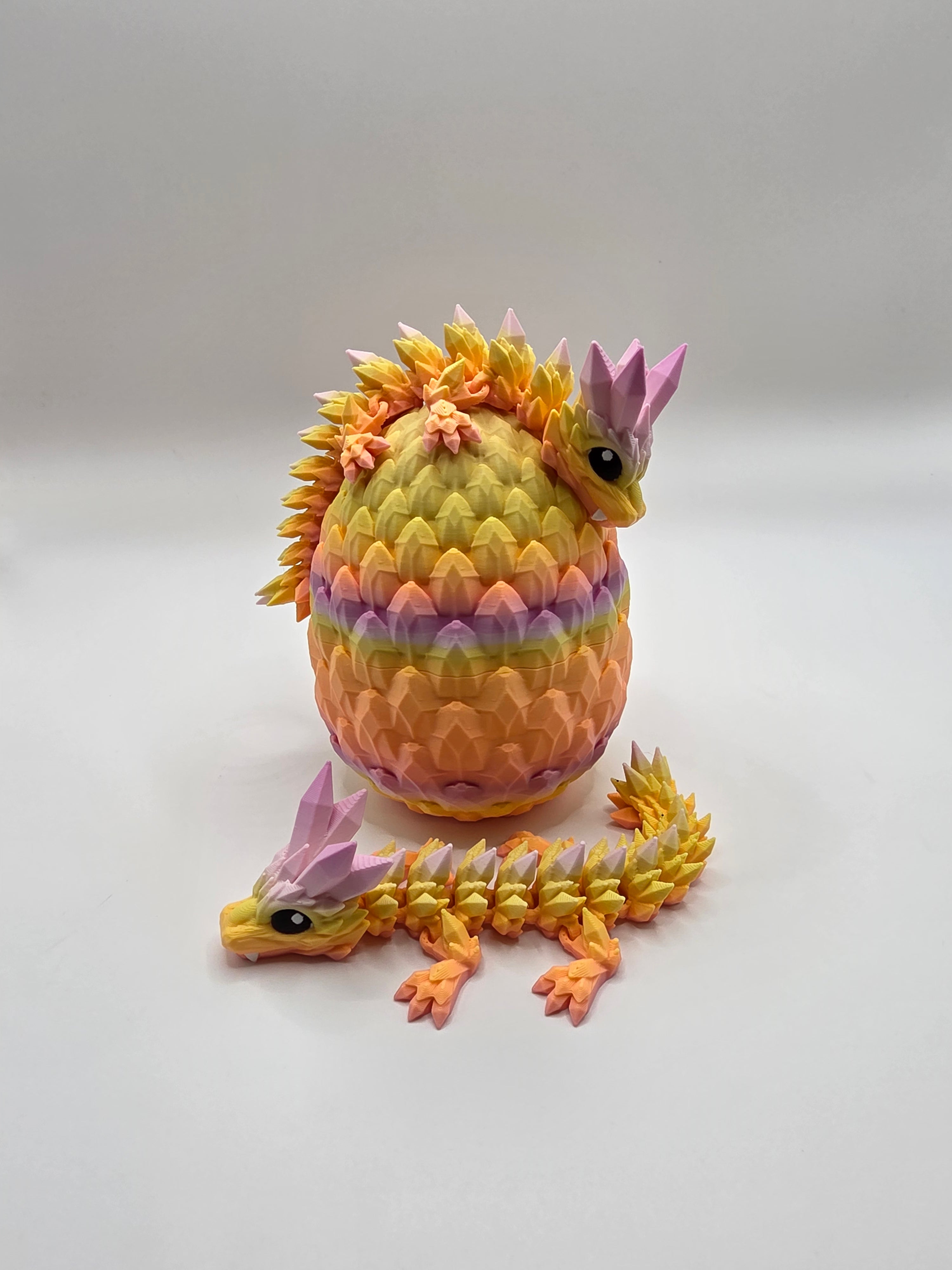 Crystal Baby Dragons With Egg - Articulated Flexi - Sunlit Pedal