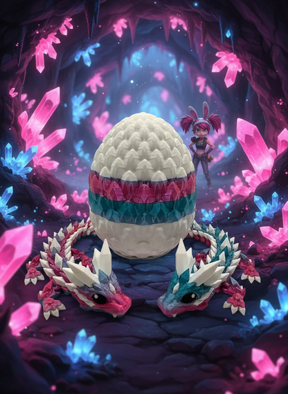 Crystal Baby Dragons – Articulated Flexi Collectible – Dual Pink - Blue with White