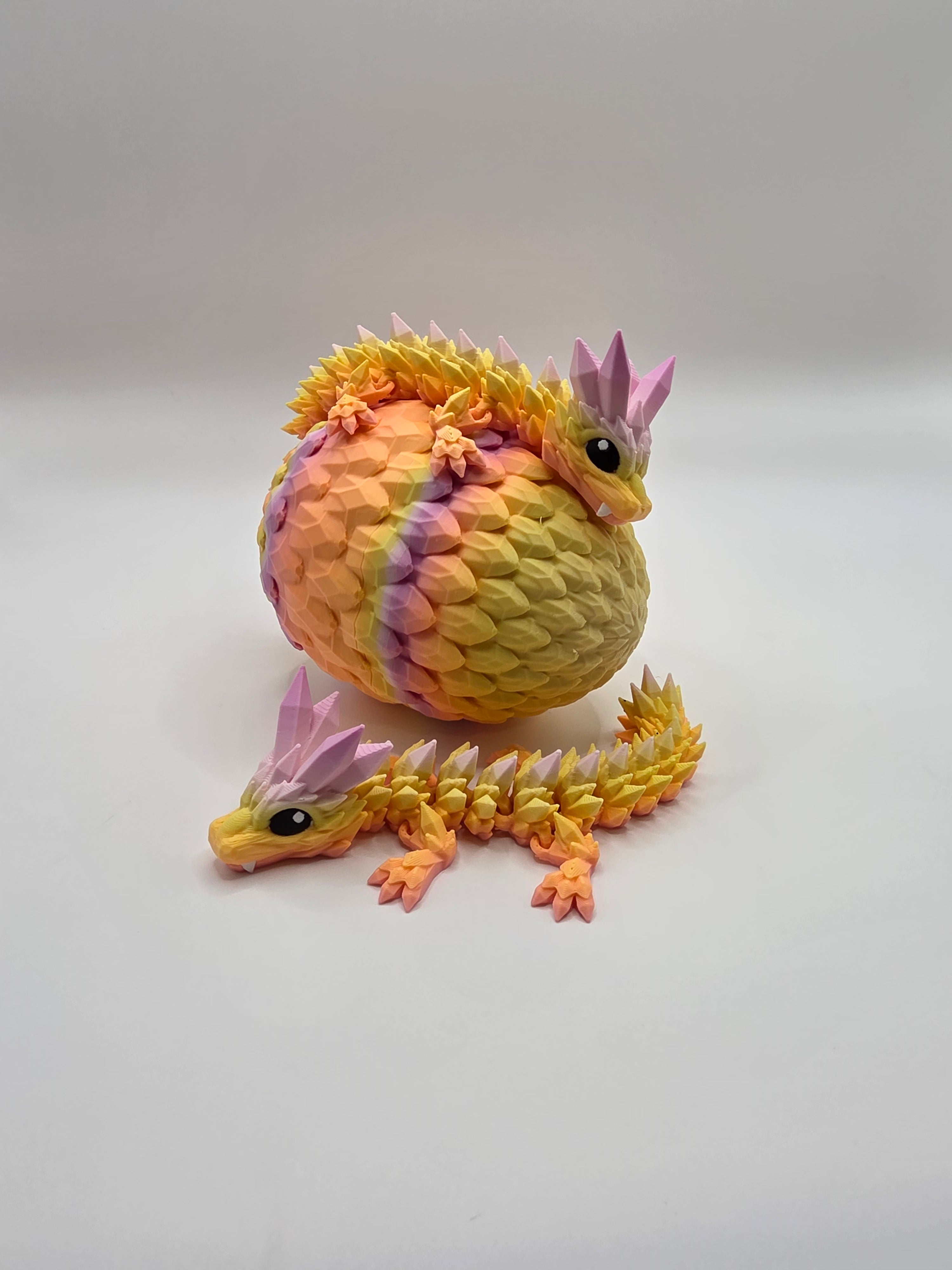 Crystal Baby Dragons With Egg - Articulated Flexi - Sunlit Pedal