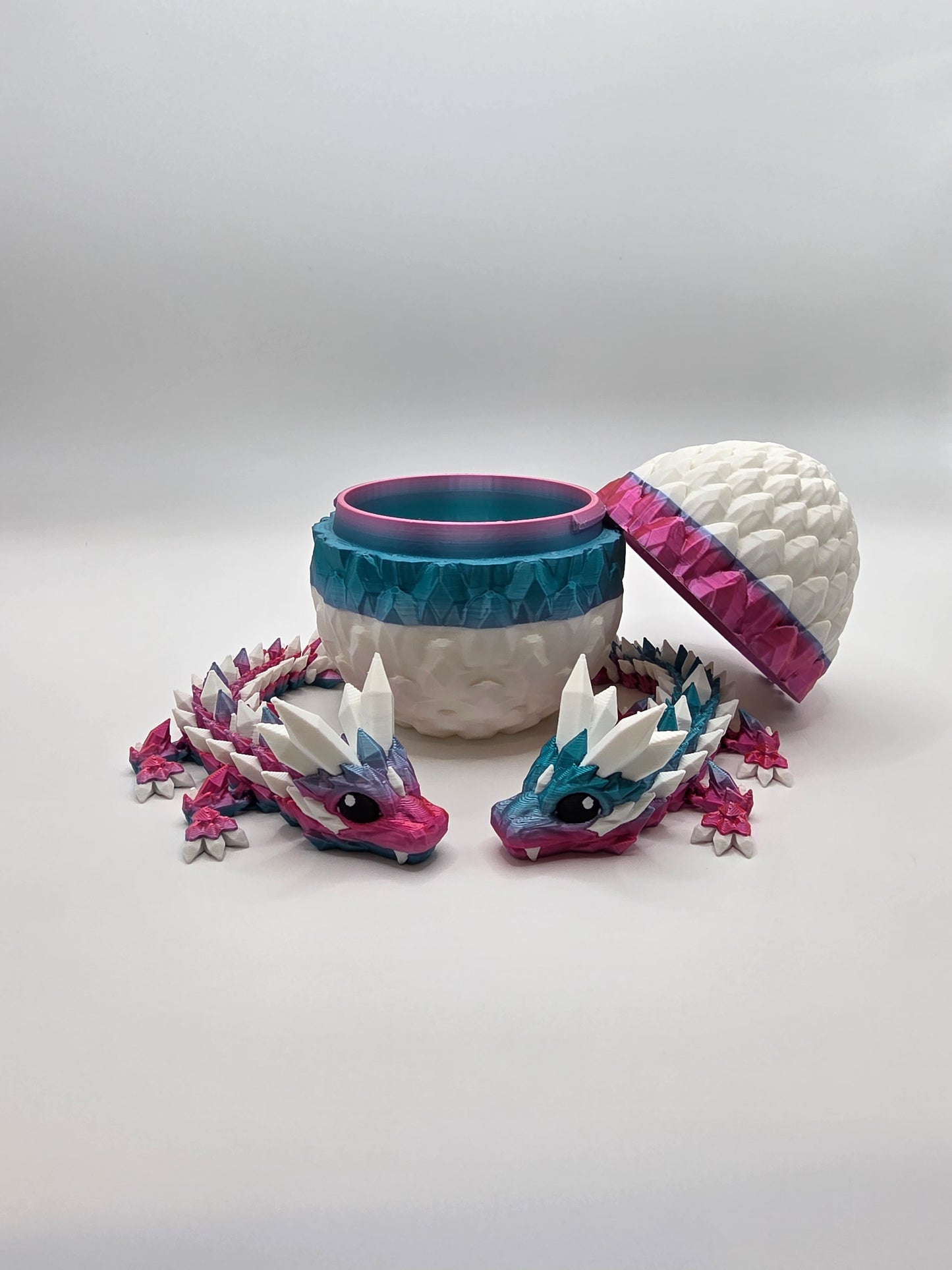 Crystal Baby Dragons – Articulated Flexi Collectible – Dual Pink - Blue with White