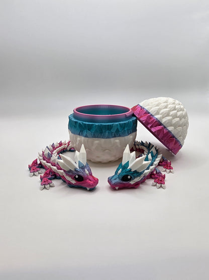 Crystal Baby Dragons – Articulated Flexi Collectible – Dual Pink - Blue with White