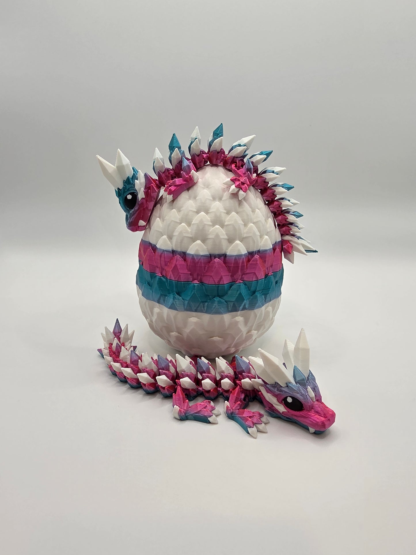 Crystal Baby Dragons – Articulated Flexi Collectible – Dual Pink - Blue with White