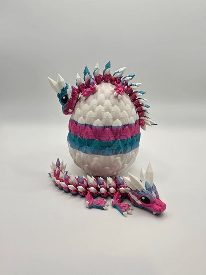 Crystal Baby Dragons – Articulated Flexi Collectible – Dual Pink - Blue with White