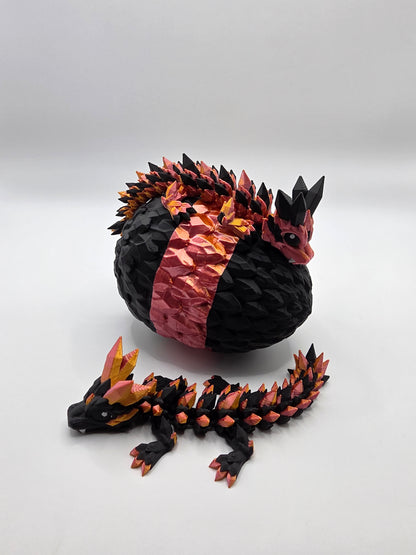 Crystal Baby Dragons – Articulated Flexi Collectible – Rose Gold and Black