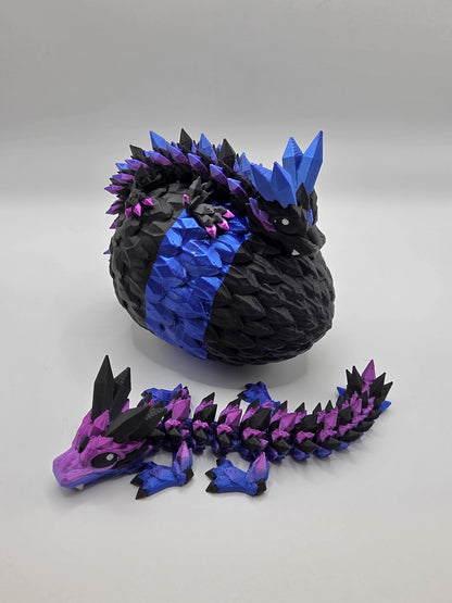 Crystal Baby Dragons – Articulated Flexi Collectible – Dual Purple and Blue with Black